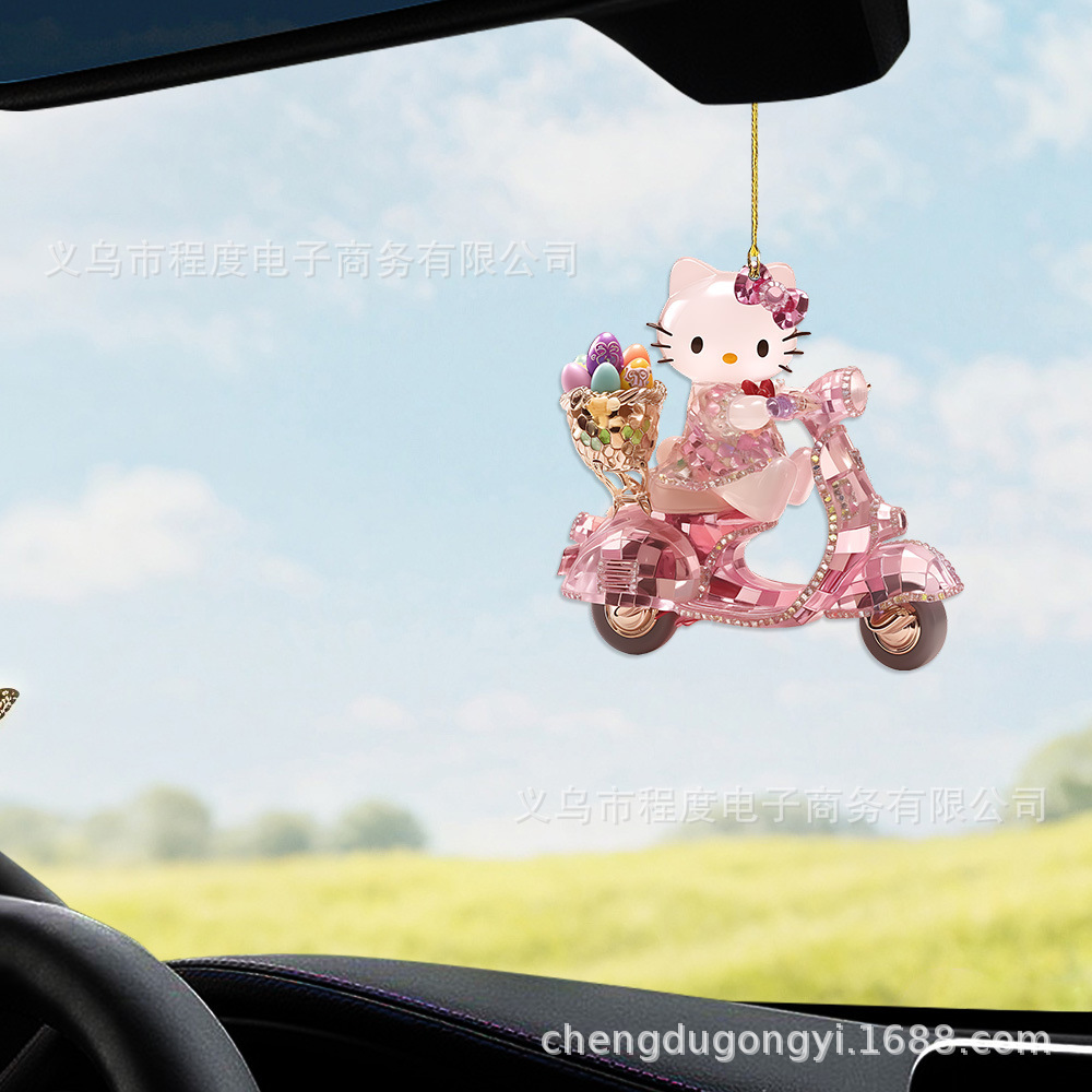 Día de San Valentín transfronterizo paseo eléctrico lindo gato Sanrio lindo rosa acrílico 2D colgante plano