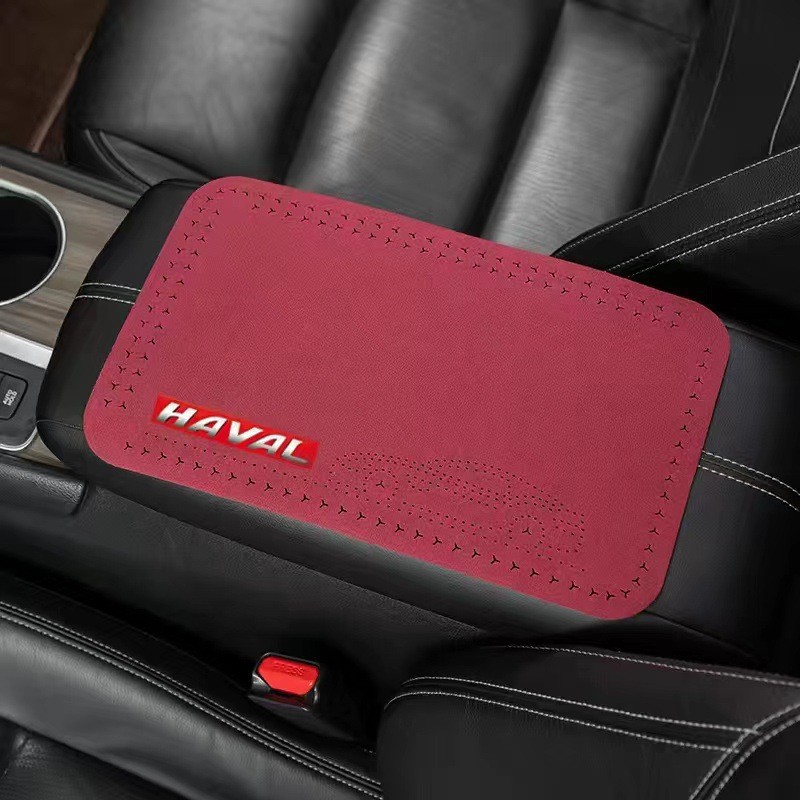 Armrest box pad: Universal Armrest Box Pad - haval-wine-red-1-piece