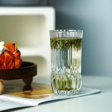 高档家用玻璃杯耐热条纹绿茶杯透明个性水杯子复古鸡尾酒杯啤酒杯