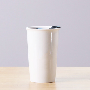Creative Push Lid Double Layer Ceramic Mug Double Office Water Cup Ceramic Insulation Handy Cup Activity Gift Printed Lo