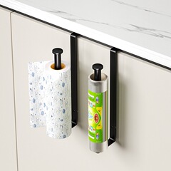 Cross-border kitchen shelf cabinet toilet paper holder cling film cloth rack thick hanging paper towel holder storage rack