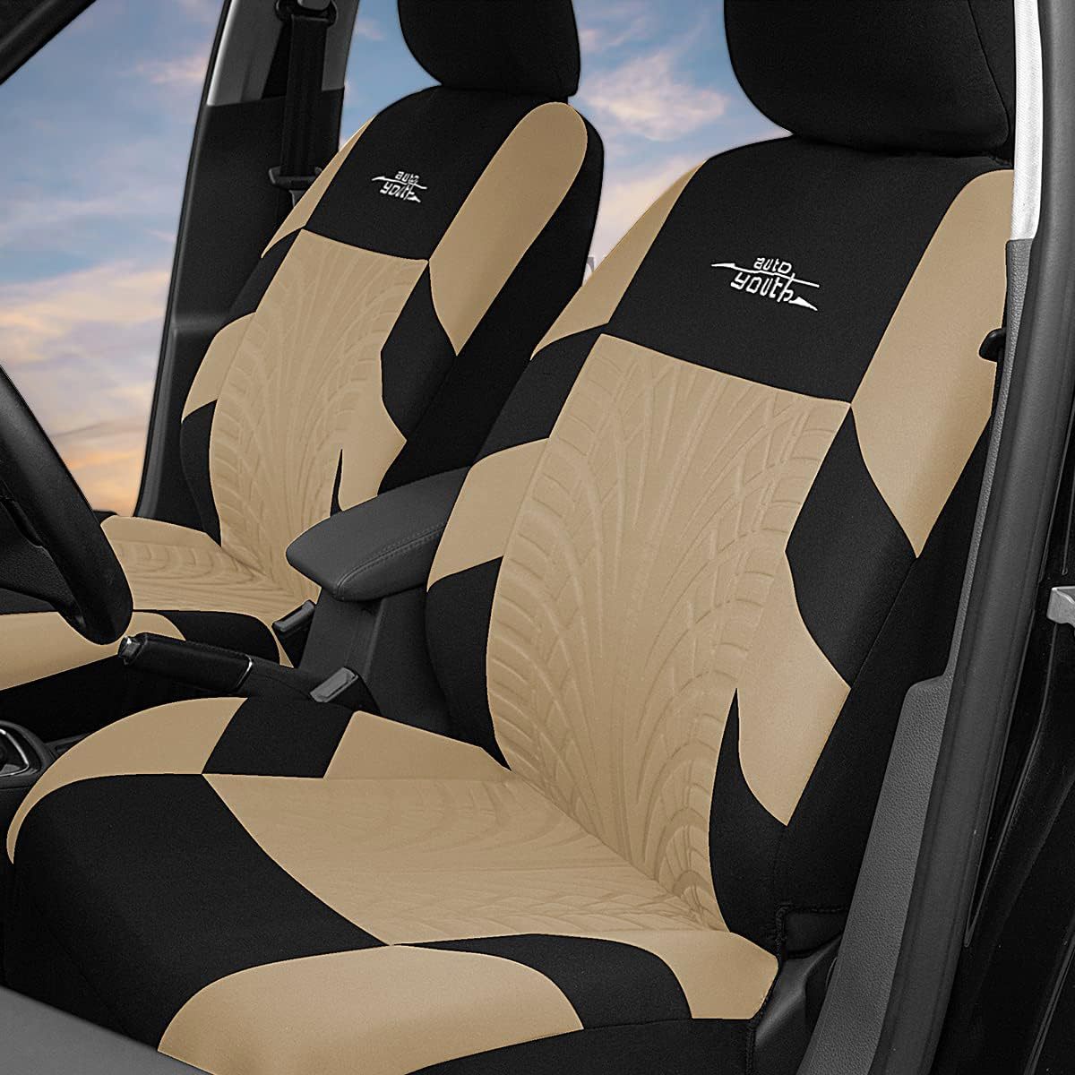Universal Five-Seater Comfortable Polyester Fiber Car Seat Cover with Letter Embroidery, Press-Stitched Style, Russian Foreign Trade Export