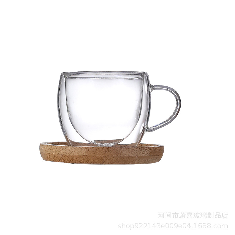Taza de café Mango de doble capa Taza de vidrio con aislamiento térmico Taza de doble capa en forma de huevo Taza de café con leche Bebida caliente simple de borosilicato