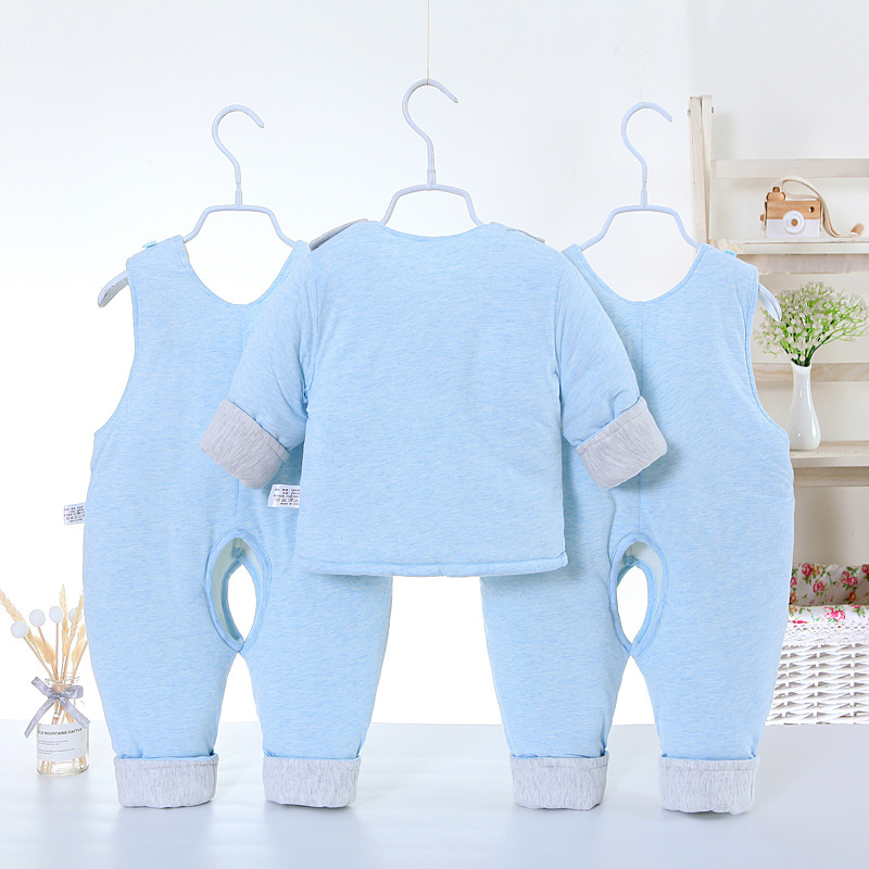 Ropa de bebé recién nacido Invierno 3 meses recién nacido Otoño e Invierno chaqueta acolchada de algodón de tres piezas engrosada 0-1 años bebé traje de Abrigo acolchado de algodón