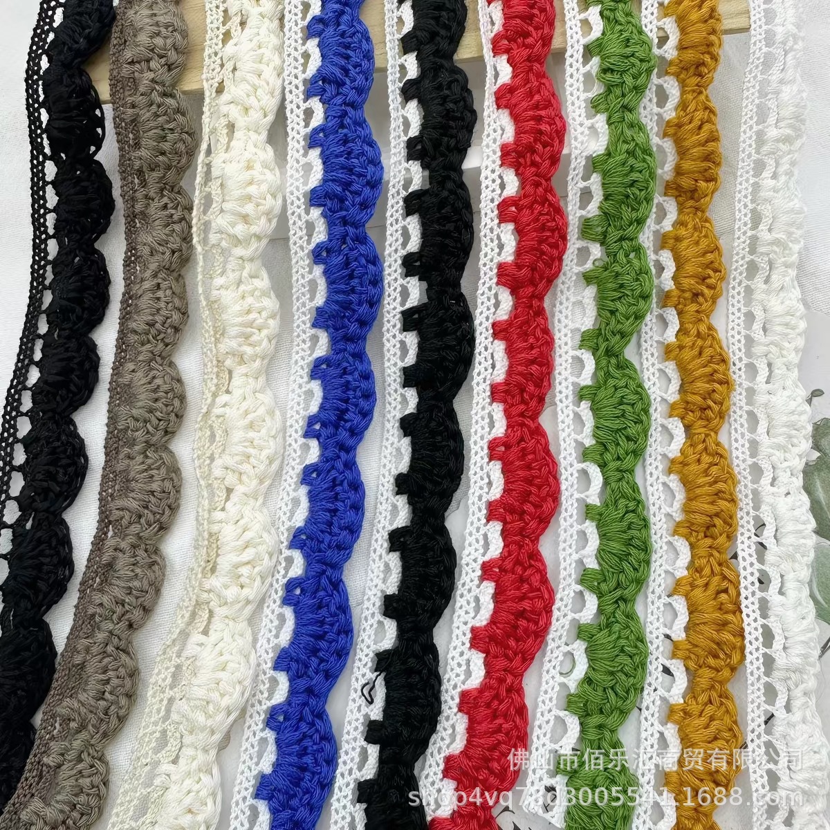 现货镂空手钩小花波浪边条码粗棉线DIY 服装裙边手工编织花边配饰