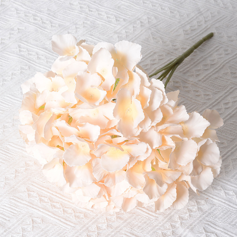 Hortensia artificial 5-cabeza paquete macaron Hortensia boda tiro diseño decoración del hogar flor falsa Flor de tela de seda