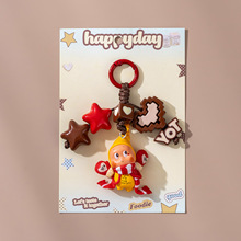 直播爆款可爱卡通星星人公仔挂件创意爱心几何造型钥匙扣挂饰批发