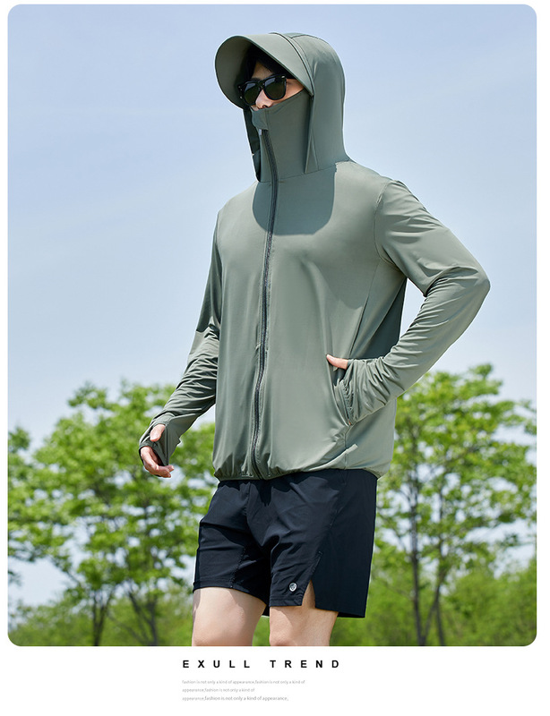 新款户外冰丝原纱防晒衣男钓鱼服透气防紫外线连帽皮肤衣|undefined