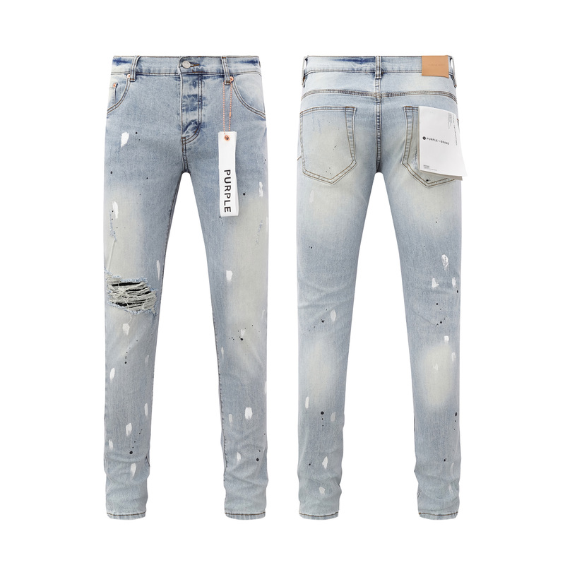 PURPLE BRAND JEANS美潮高街男士休闲破洞设计款修身显瘦牛仔长裤|undefined