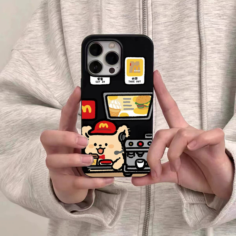M's Work Puppy Is Suitable for Apple 16/17 Promax Mobile Phone Case Ip15 Jelly Black 14 Cute 13 Large Hole XS