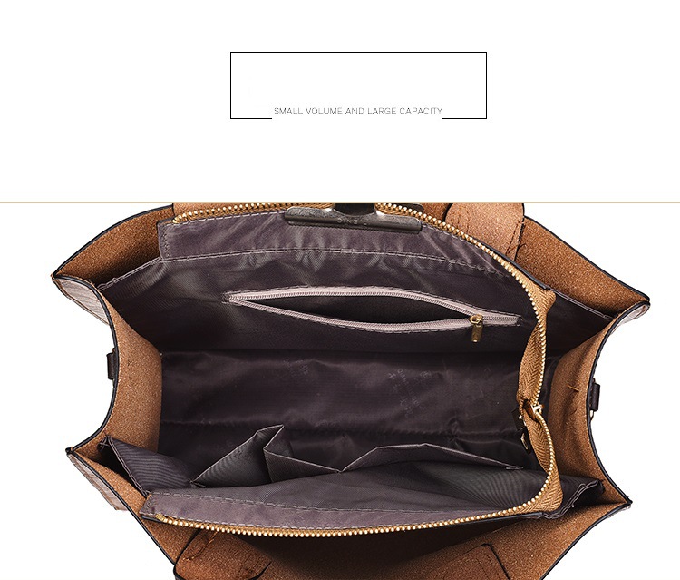 Women's All Seasons Pu Leather Solid Color Vintage Style Square Zipper Shoulder Bag Bag Sets Handbag display picture 4