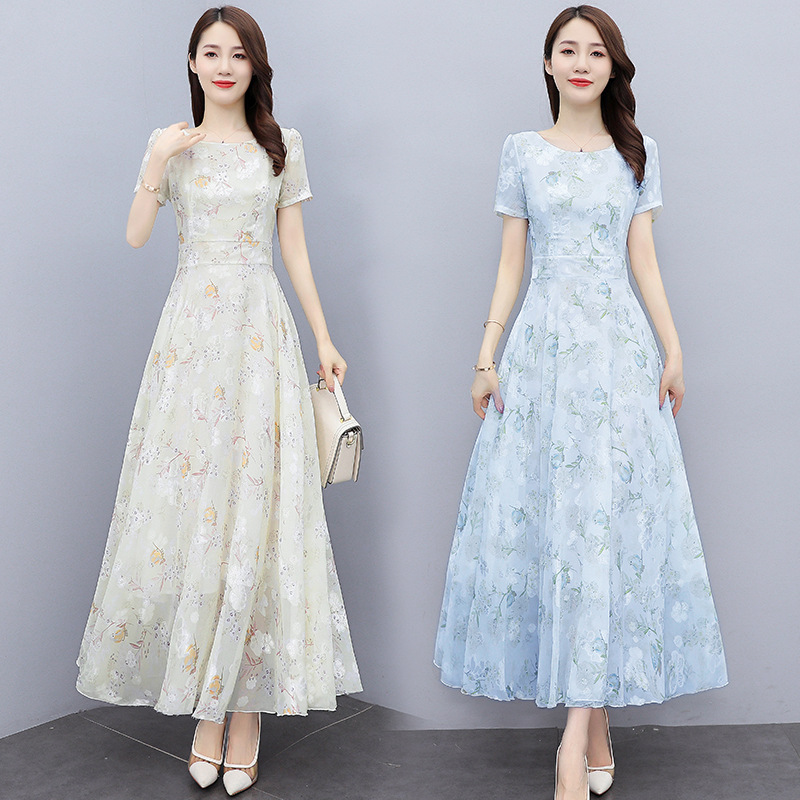 2022 Summer New Bohemian Long Dress to Ankle Chiffon dress Super Long Seaside Holiday Beach Dress for Women