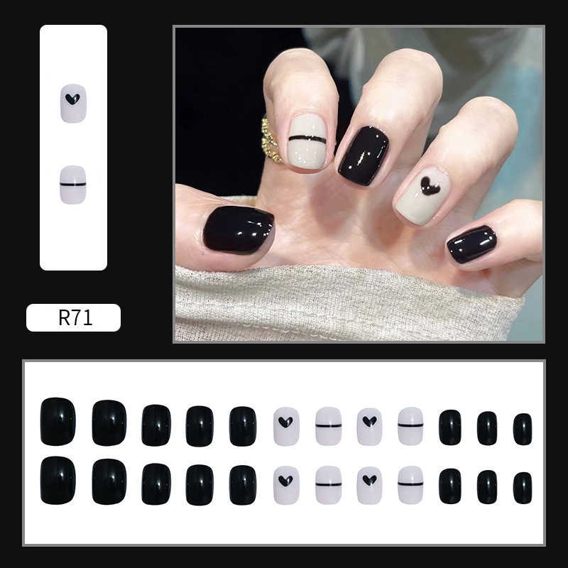 Use parche de uñas pegatina de uñas de dibujos animados corto parche de uñas falso desmontable terminado rubor parche de uñas