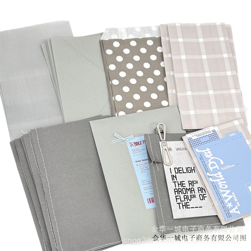 高颜值灰色包装袋合集出货打包材料自封袋礼品袋信封波点格纹纸袋|undefined