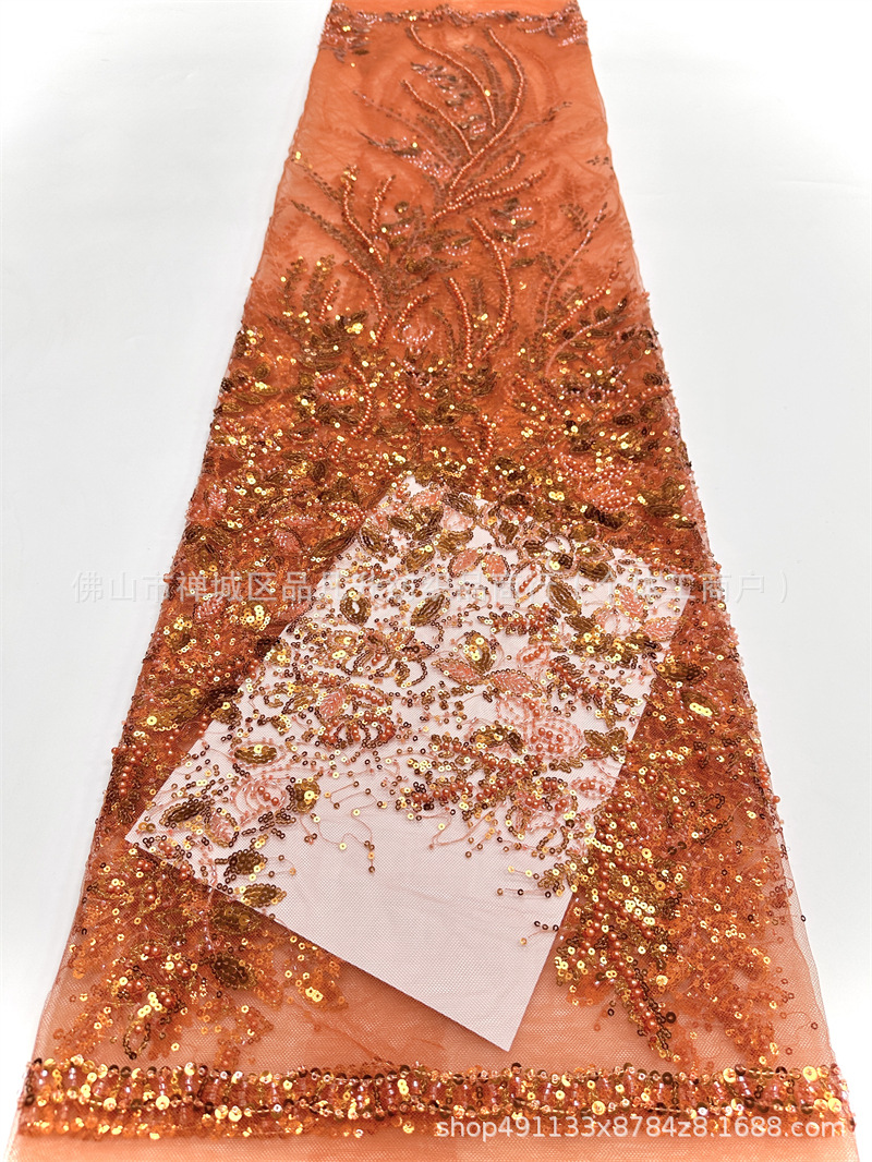 Tejido de encaje bordado de cuentas vestido de boda cena de fiesta vestido de tela comercio exterior transfronterizo