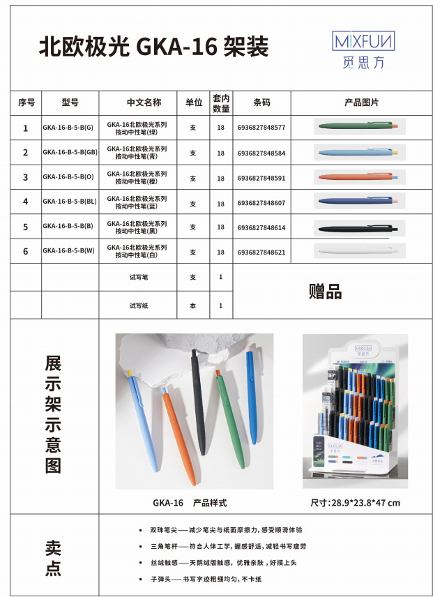 Sifang original GAK - 16 aurora nórdica lápiz neutro negro macarón doble bala bala cepillo de firma de oficina