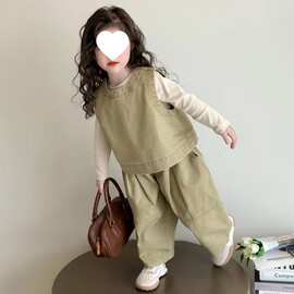 女童春装马甲套装新款儿童洋气时髦韩版衣服春秋款休闲三2026新款
