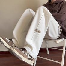 加绒裤子男款秋季2025新款男士卫裤直筒宽松阔腿裤男生运动休闲裤