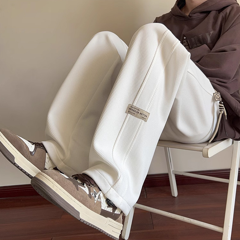 Men's Fleece Pants Autumn 2025 New Men's Sweatpants Straight Loose Wide-Leg Pants Men's Sports Casual Pants