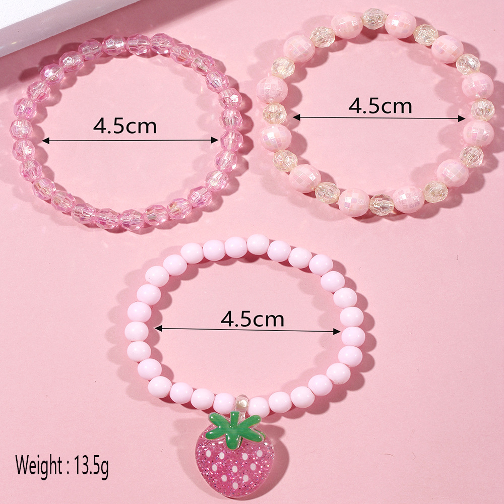 Süß Erdbeere Kunststoff Perlen Armbänder display picture 5