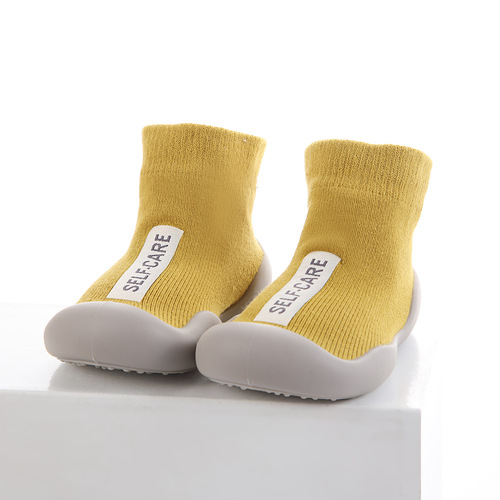 Ins Trend Letter Children's Shoes and Socks Cute Thick Soft Sole Baby Learning to Walk Shoes Infant Non-Slip Mid-Calf Floor Socks