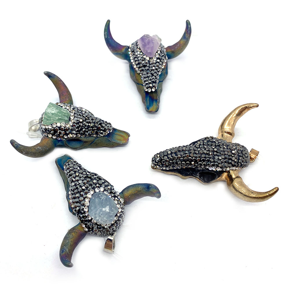 1 Piece Acrylic Natural Stone Crystal Colorful Cattle Pendant DIY Jewelry Accessories display picture 5