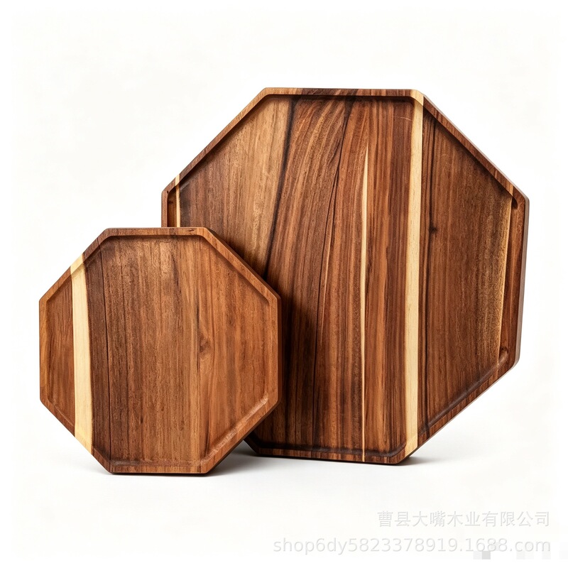 Amazon Acacia Wood Tray with Compartments for Tableware, Solid Wood Snack Storage, Cross-Border Bread Tray, Fruit Octagonal Wooden Plate Amazon Acacia Wood Tray with Compartments for Tableware, Solid Wood Snack Storage, Cross-Border Bread Tray, Fruit Octagonal Wooden Plate