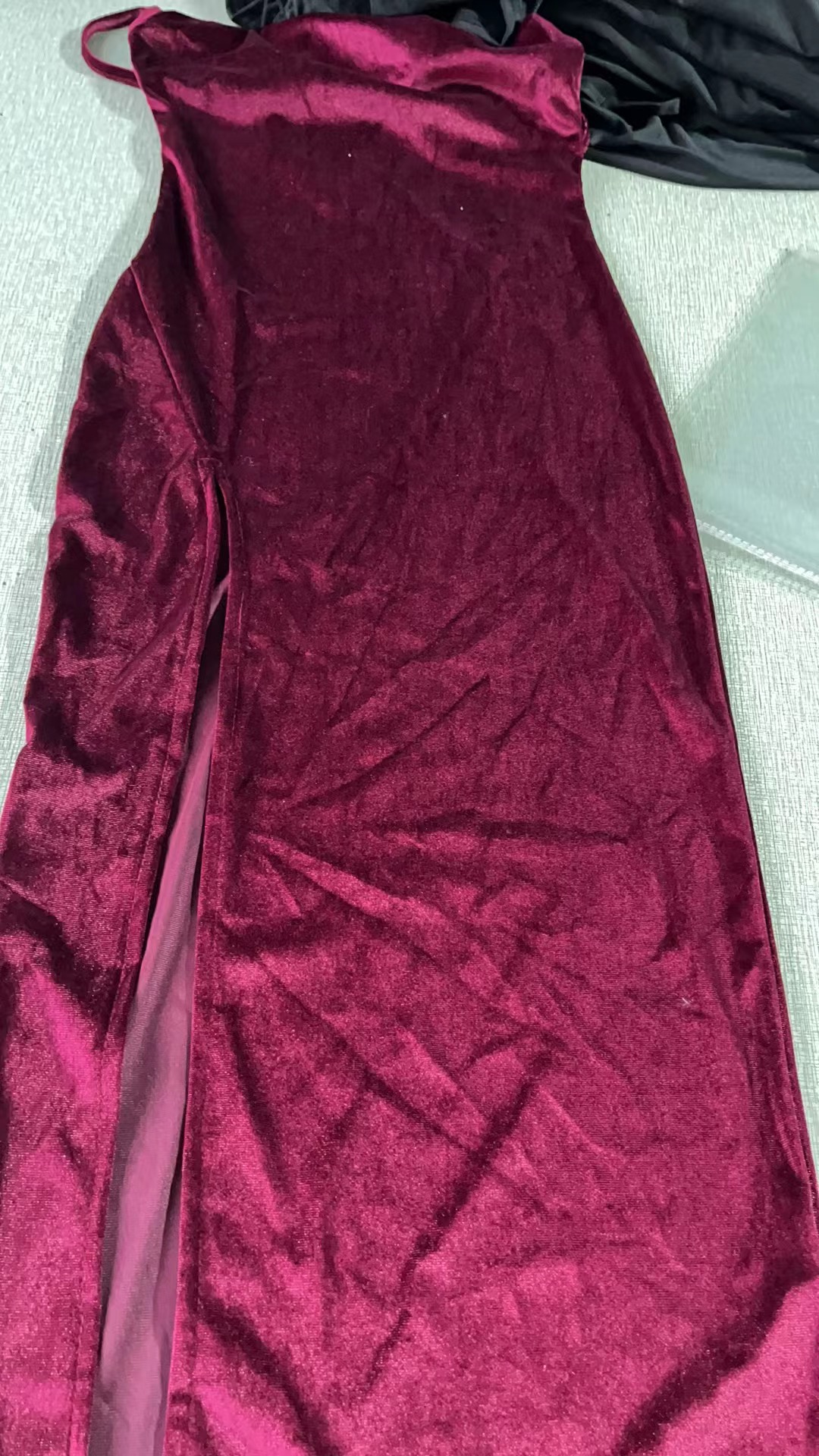 European And American Foreign Trade Cross-Border 2025 Summer New Sexy Slim Fit Slit Velvet Strap Party Dress For Women_ecoleips.com