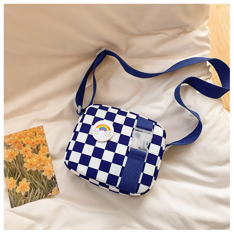127g Weight Polyester Lining Material Zipper Closure Type Sling Strap Strap Type Shoulder Bag, Crossbody Bag Bags Type Casual Occasion Nylon Material Plaid Pattern All Seasons Season Kid'S, Women's Gender Cute Style Square Shape Kid'S Women's Nylon Plaid Cute Square Zipper Shoulder Bag Crossbody Bag 26