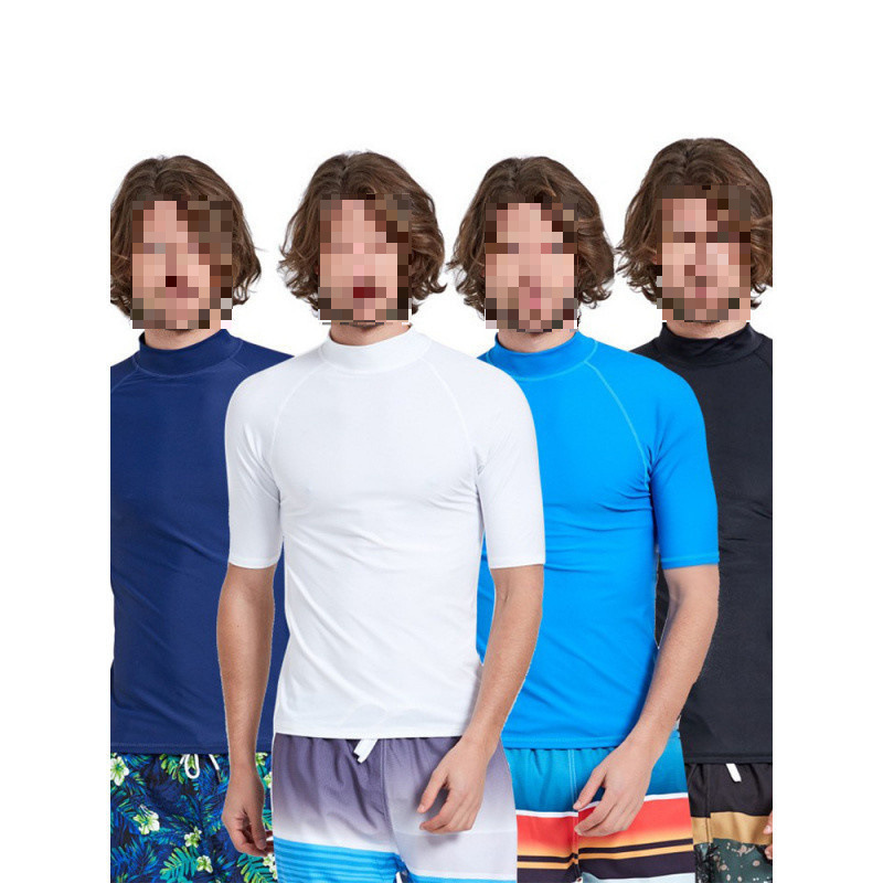 D2H Men's Short-Sleeved Wetsuit Sun Protection Swimsuit Quick-Drying Jellyfish Suit Top Slim Fit Surfing and Snorkeling