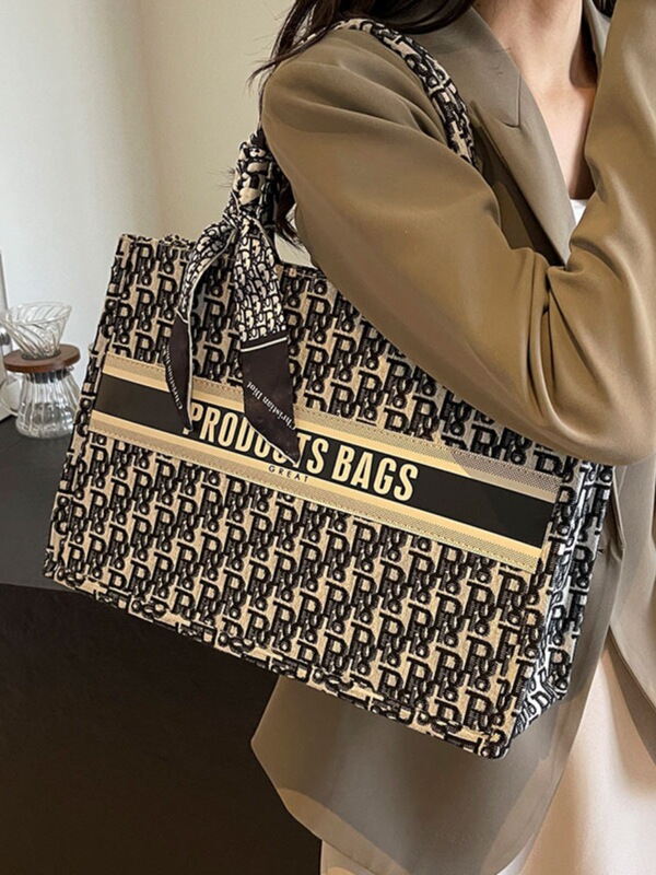 高级感刺绣托特包包女士2025新款休闲小众手提通勤包大容量单肩包|undefined