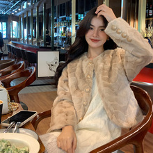 轻奢月牙｜珍珠貂JIN口水貂皮草！宽松圆领2025重磅新款气质轻奢