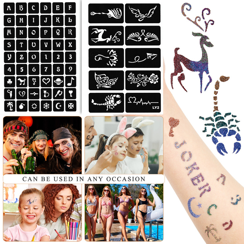Cross-border nail glitter powder fine powder glitter tattoo stickers suit glue brush tools mixed diy handmade materials Cross-border nail glitter powder fine powder glitter tattoo stickers suit glue brush tools mixed diy handmade materials