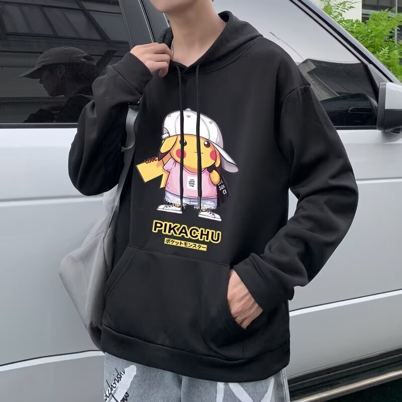 New Hooded Sweatshirt Boys Spring and Autumn Ins Hong Kong Style Loose Trendy Brand Cartoon Printed All-match Coat Clothes