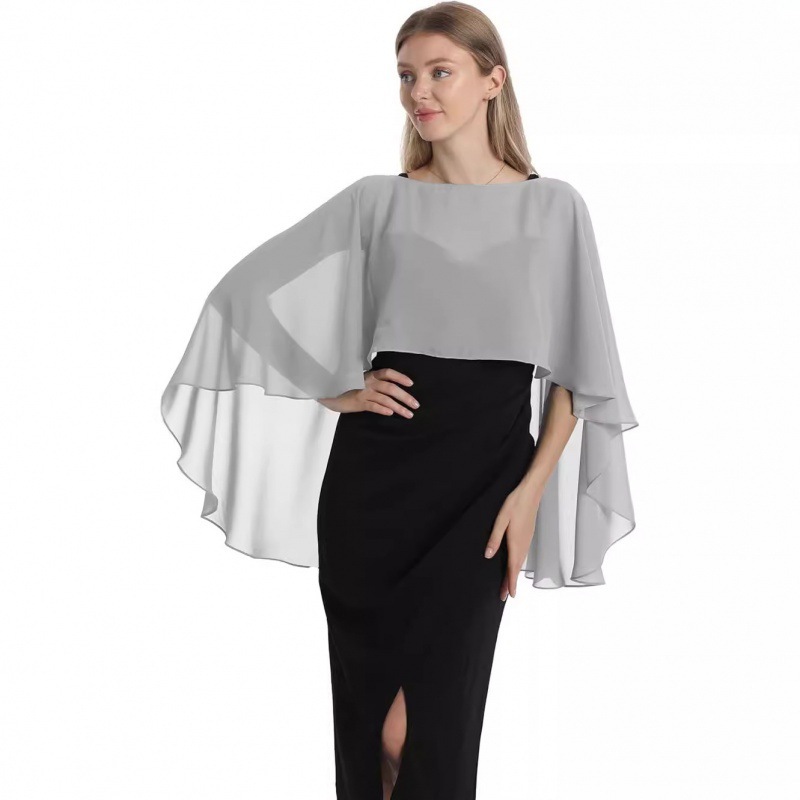 short summer thin shiffon cloak with a round collar