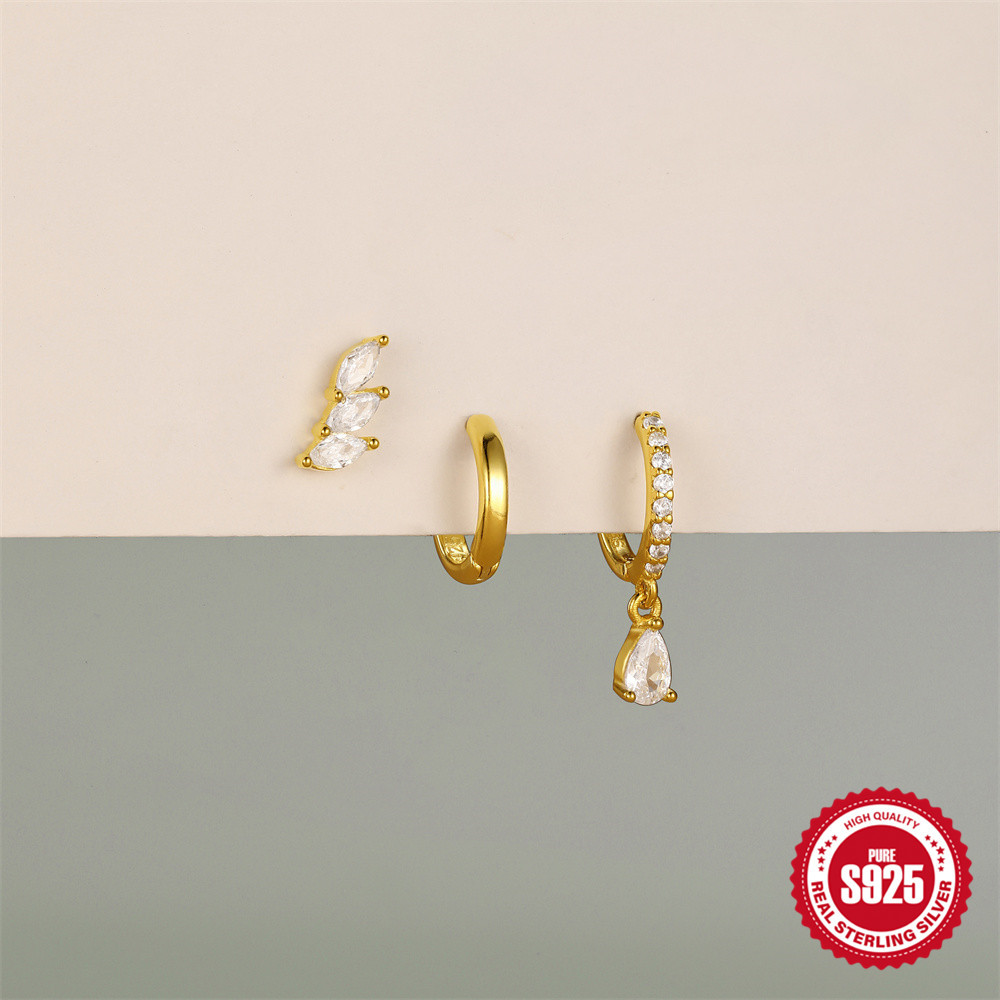 Pendientes de estrella de cuatro puntas de mariposa transfronteriza de plata de ley S925, diseño de alta gama europeo y americano, pendientes simples y versátiles