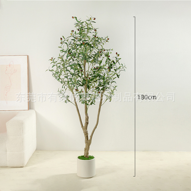 Aterrizaje de olivo de simulación de Amazon transfronterizo Adornos de decoración del hogar a gran escala Plantas verdes en macetas Desmontaje de plantas de árboles falsos