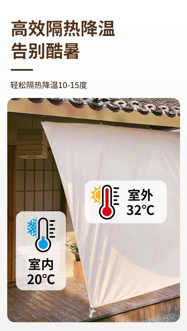 Outdoor Sunshade Canopy Tent with Black Coating for Sun and Rain Protection, Camping Canopy Cloth, Home Patio Sunshade, Car Side Dome