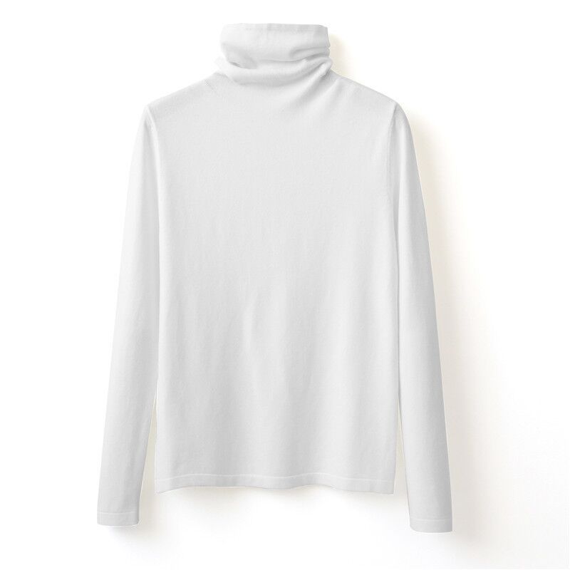 Original genuino Otoño e Invierno suéter de cachemira engrosada cálido suéter de punto camisa de fondo de cuello alto blanco todo partido desgaste interior