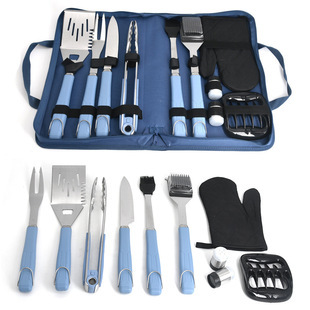 Factory Direct Sales Cross-Border Bbq Tools Stainless Steel Grill Set Plastic Handle Grill Bbq Combination Tool