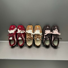 真皮德训鞋女2025秋季新款歪头运动鞋平底跑步阿甘鞋舒适休闲女鞋