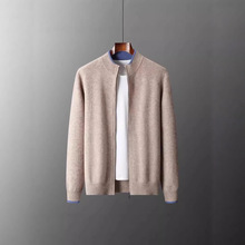 秋冬款100%羊毛男士拉链开衫12针双面可穿加厚空气层休闲外套