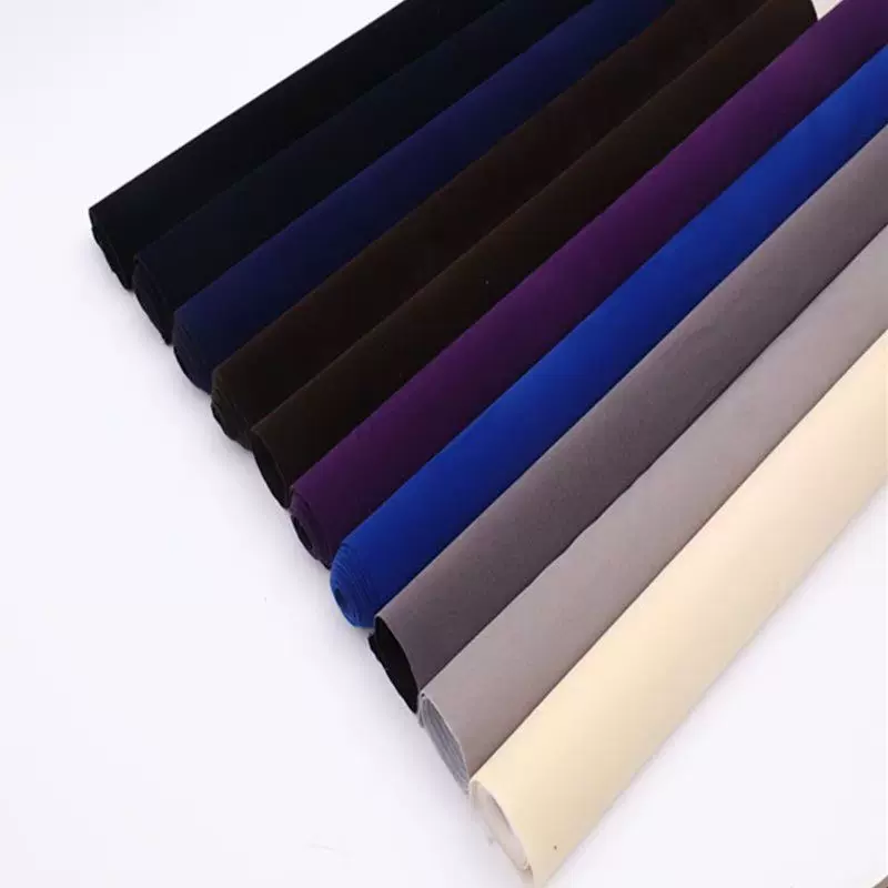 植绒布厂家针织底短毛绒面料包装礼盒内衬黑绒布自粘绒布现货批发