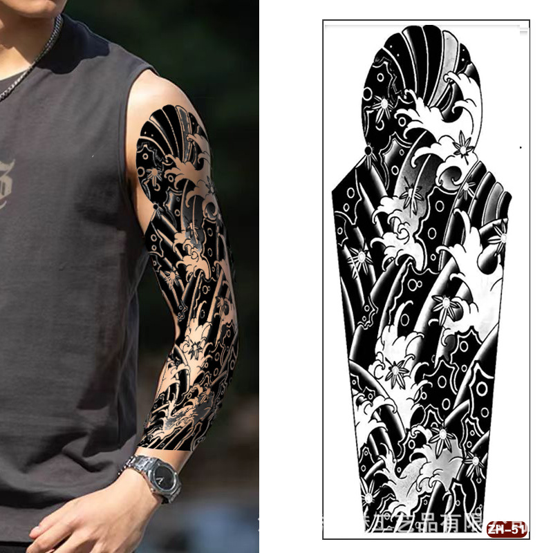 Calcomanías de tatuaje semipermanentes de brazo completo para hombres y mujeres brazo imagen grande jugo de planta no puede lavar las pegatinas de tótem de tatuaje