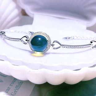 10mm Natural Mexican Lamper S925 Silver Seiko Inlaid Heart Print Bracelet Summer Fresh Fashion
