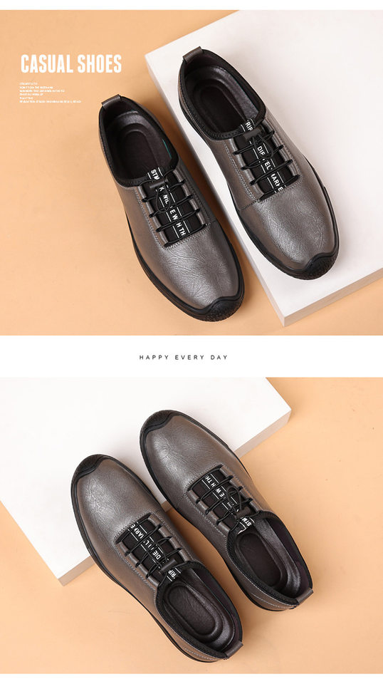 Giày da nam công sở cổ thấp gót thấp 1-3 cm, da mềm xỏ chân, đế cao su chống trượt — Màu xám 23559, Màu đen 23559 chi tiết 16