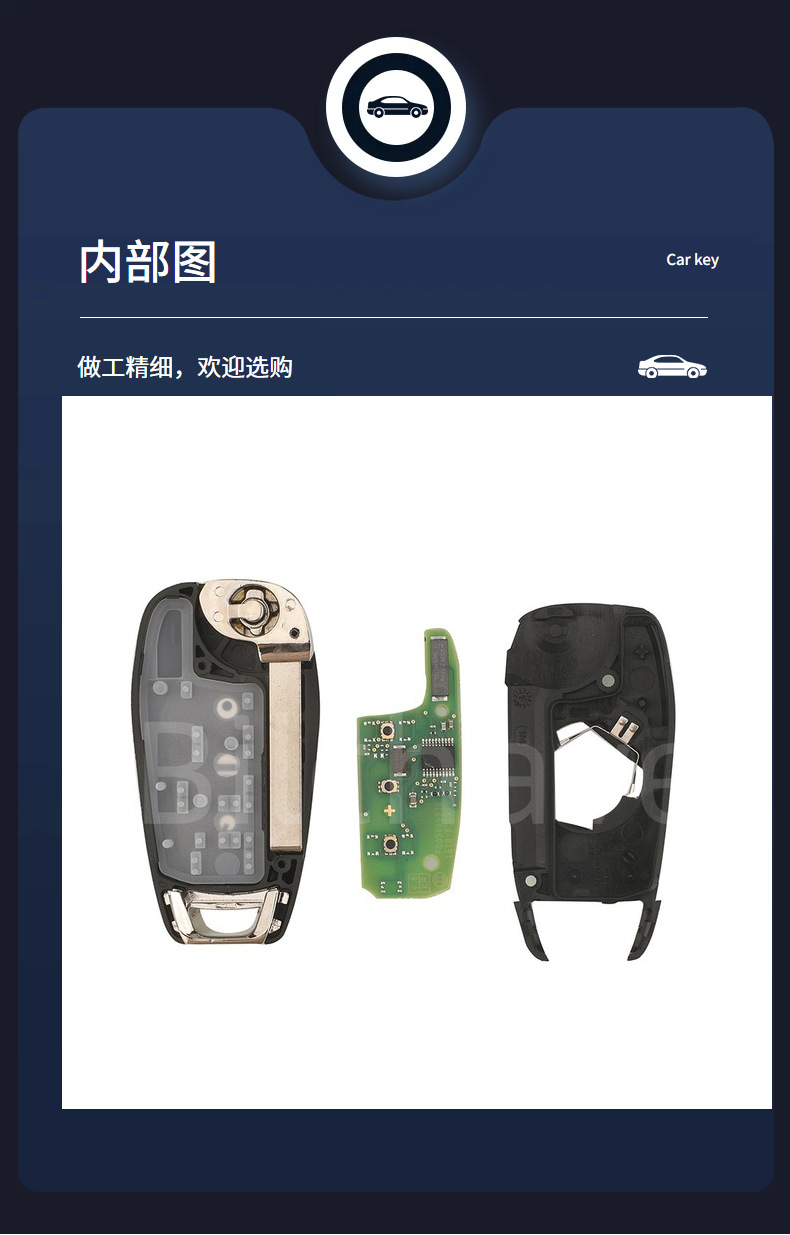 Suitable for 2/3 Button Chevrolet Buick Folding Car Remote Control Key 433Mhz Id46 Chip Original Circuit Board