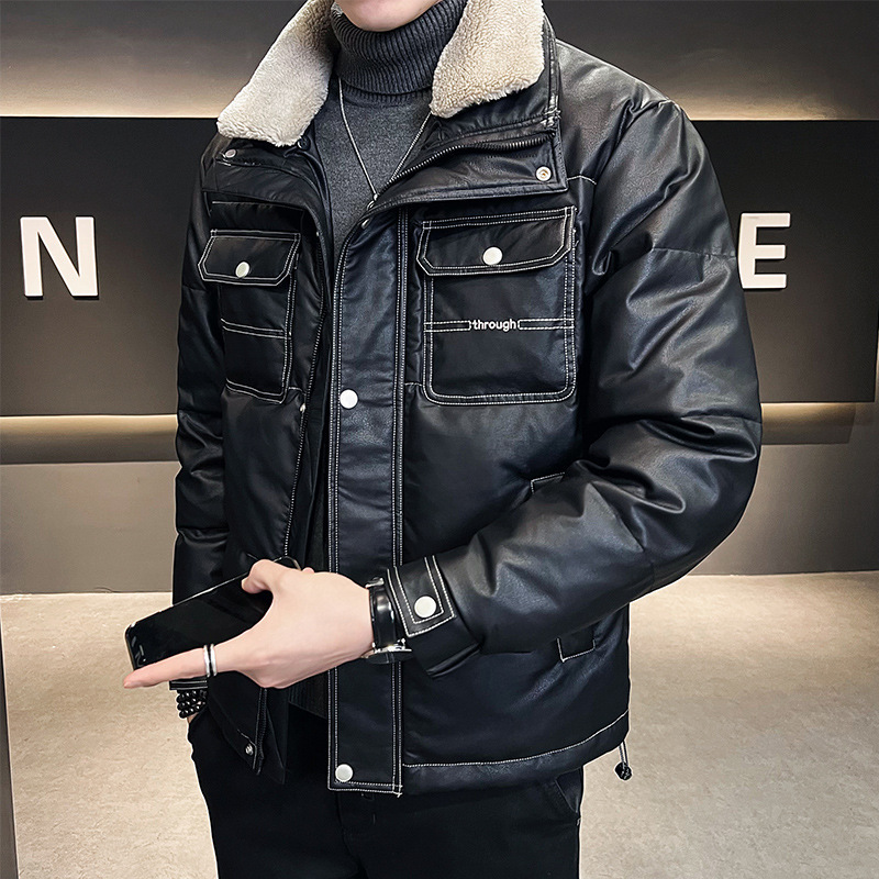 25 Years of Trending on Douyin: Fashionable Casual Men's Winter Lamb Wool down Jacket, Simple and Stylish Warm Coat for Men