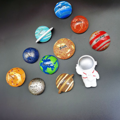 Sun Earth Moon Universe Planet Series Refrigerator Magnetic Stickers Home Decoration Stickers Creative Resin Refrigerator Stickers