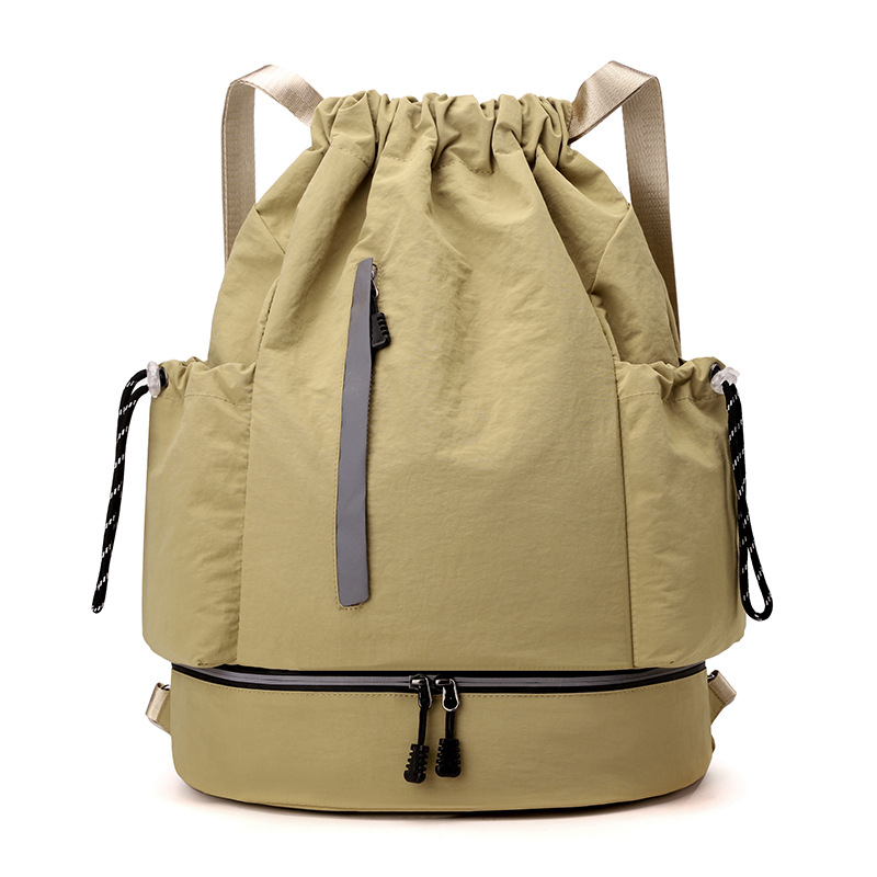 Bolso de baloncesto al aire libre ligero de moda, diseño de tira reflectante, deportes, fitness, ocio, mochila con cordón, stock de gran capacidad